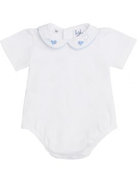 body in jersey con ricamo uccellino sul colletto 