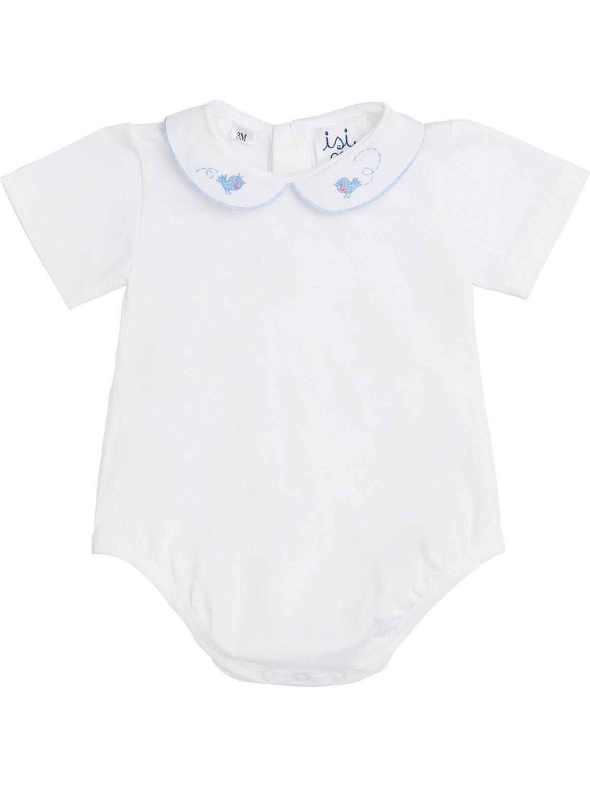 body in jersey con ricamo uccellino sul colletto 