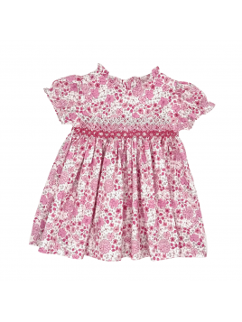 vestito in tessuto stampato moda con smock a MANICA CORTA