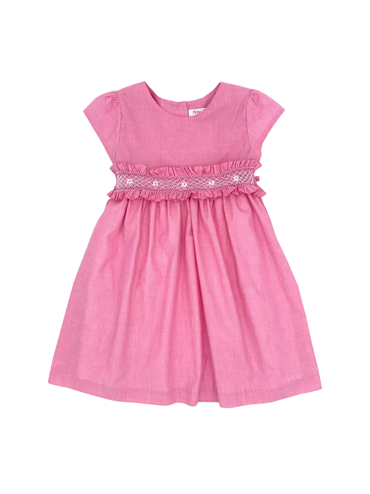 fil a fil dress with detachable embroidered belt and SHORT SLEEVES