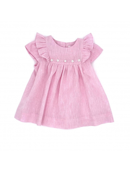 linen dress with frill and embroideries