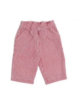 pantaloni 3/4 a righe goffrate con fiocco