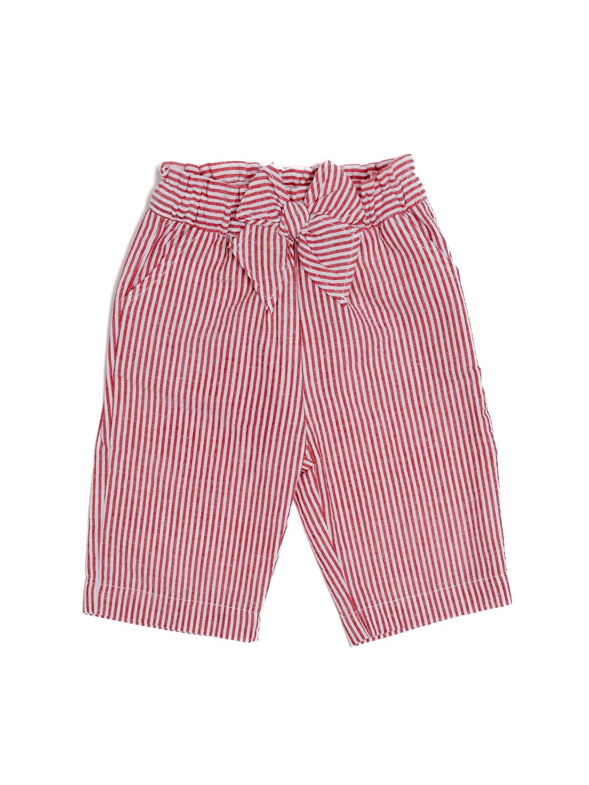 seersucker stripes 3/4 trousers  with bow