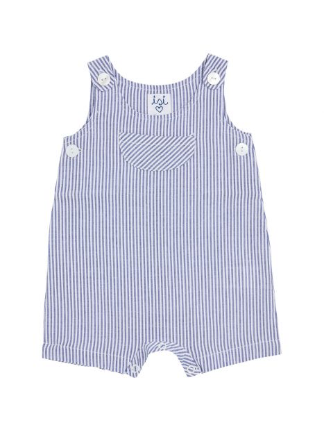seersucker stripes dungarees with front pocket