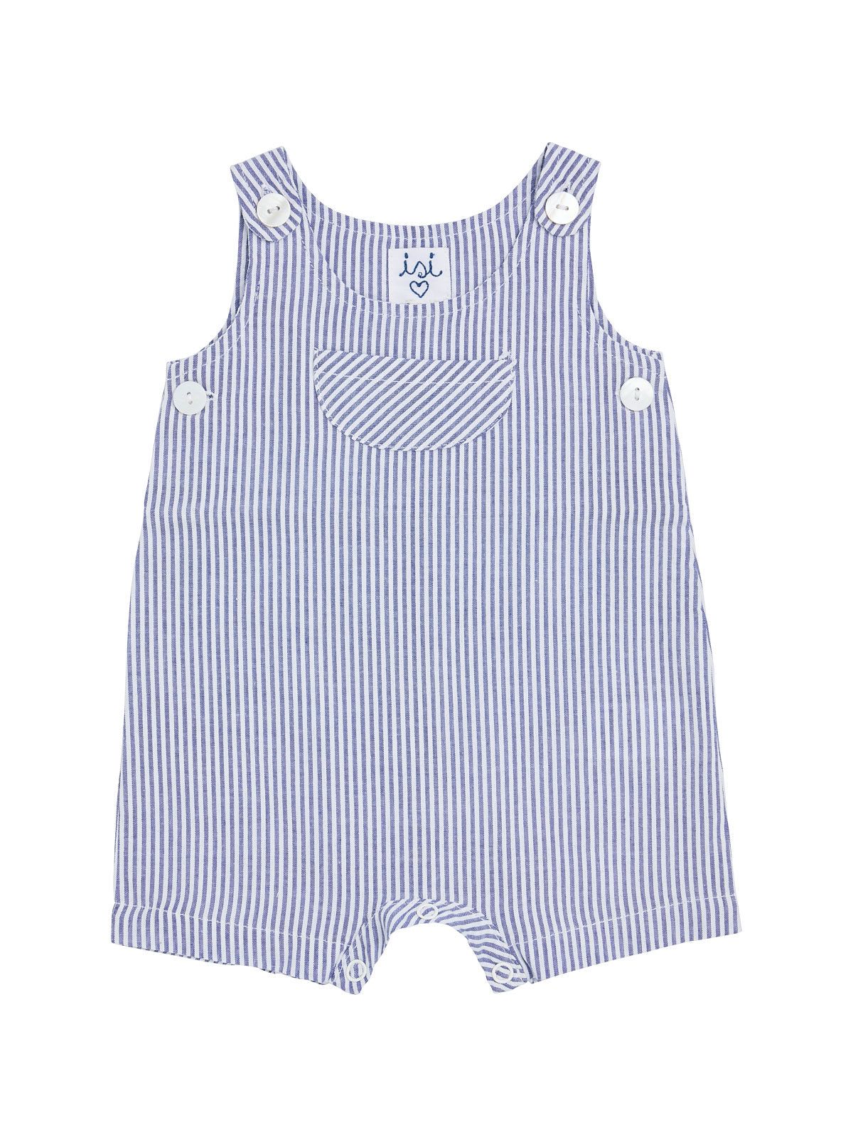 seersucker stripes dungarees with front pocket