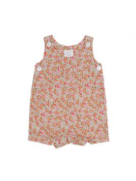 flower printed fabric dungarees