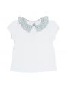 polo in jersey con colletto frill in tessuto stampato a fiori