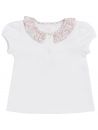 polo in jersey con colletto frill in tessuto stampato a fiori