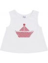 jersey sleeveless T-shirt with seersucker checks small boat patch