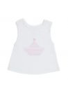 T-shirt smanicata in jersey con patch barchetta a quadretti goffrati 