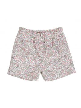 shorts in tessuto stampato a fiori con fiocco