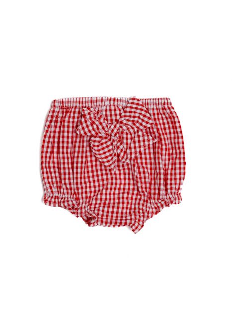 culotte a quadretti goffrati con fiocco sul retro