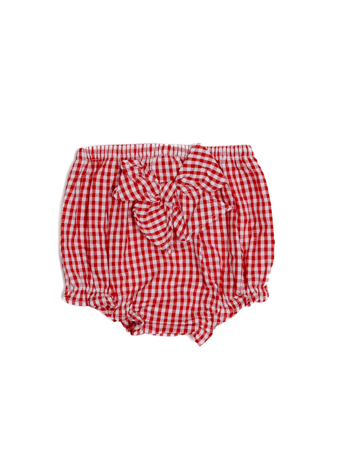 seersucker checks culotte with back ribbon