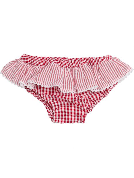 costume slip a quadretti e righe goffrati con frill 
