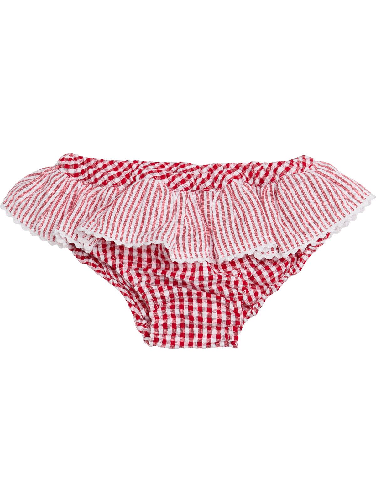 costume slip a quadretti e righe goffrati con frill 