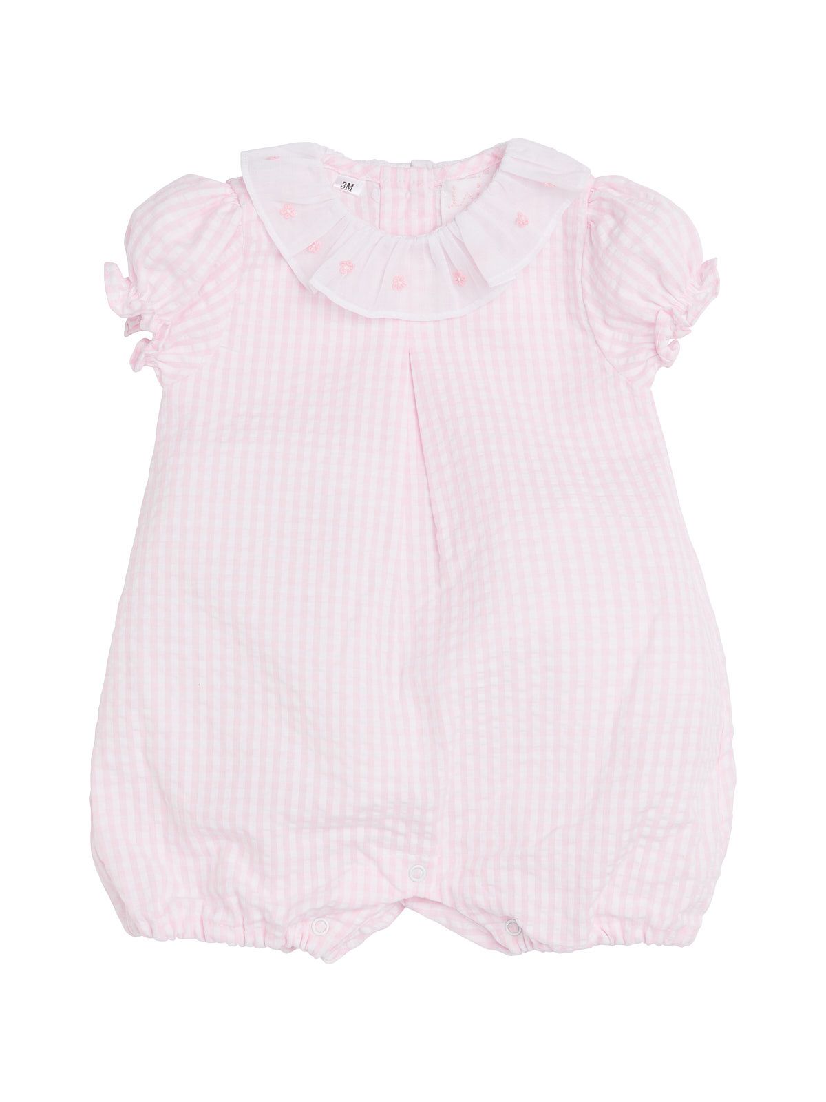tutina a quadretti goffrati con ricamo su colletto frill 