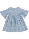 vestito in tessuto stampato con ruche sulle maniche
