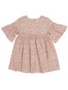 printed fabric dress with ruches on sleeves 
