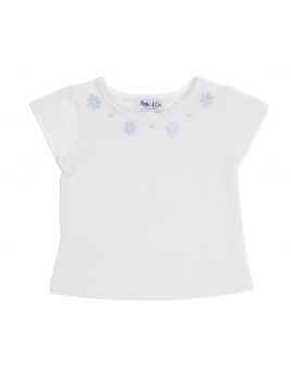 jersey T-shirt with flowers embroidery