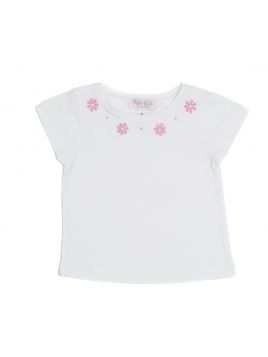 jersey T-shirt with flowers embroidery