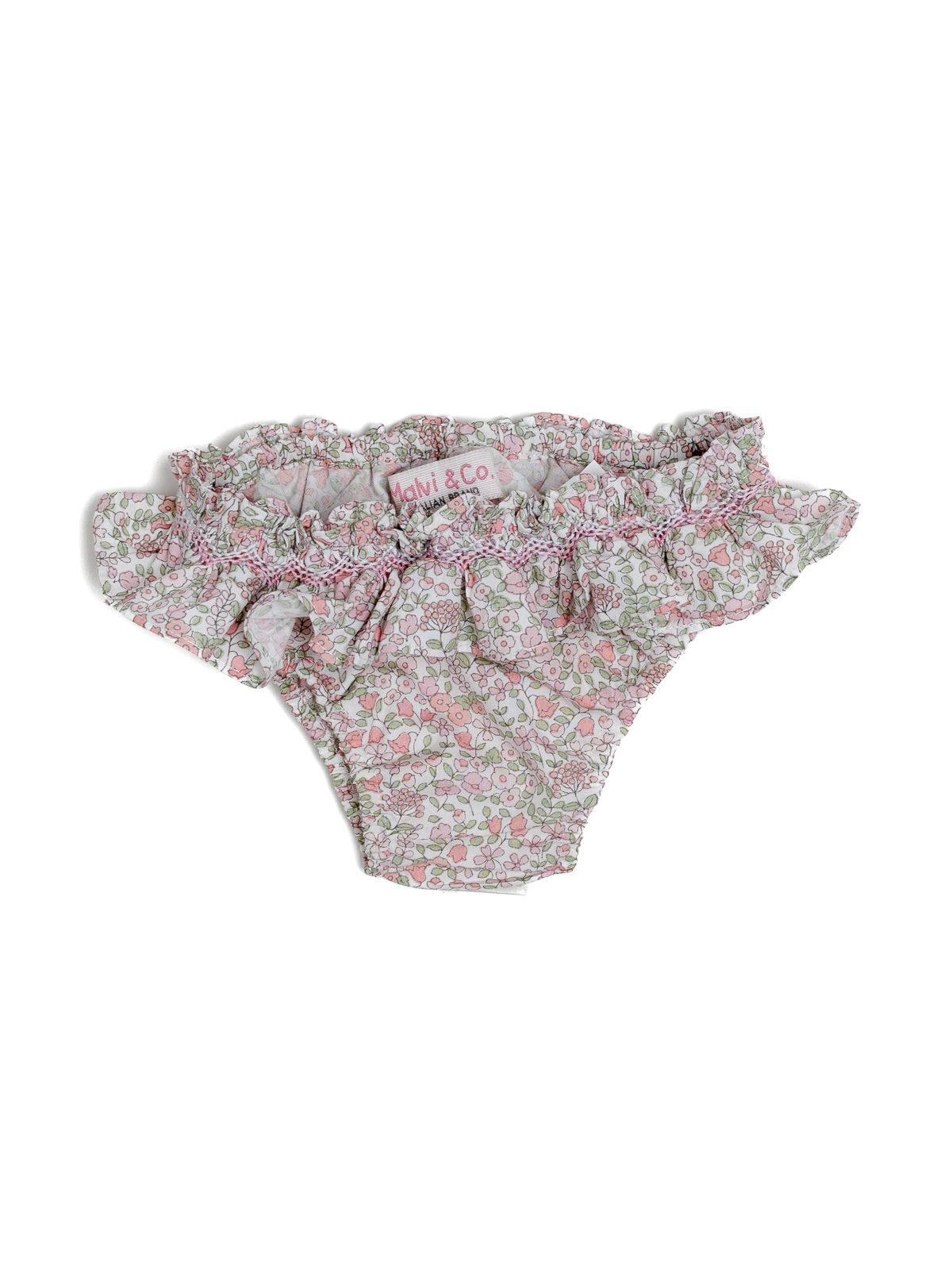 costume slip in tessuto stampati a fiori  con smock e rouche