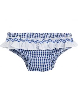 costume slip  a quadretti goffrati con smock e rouche