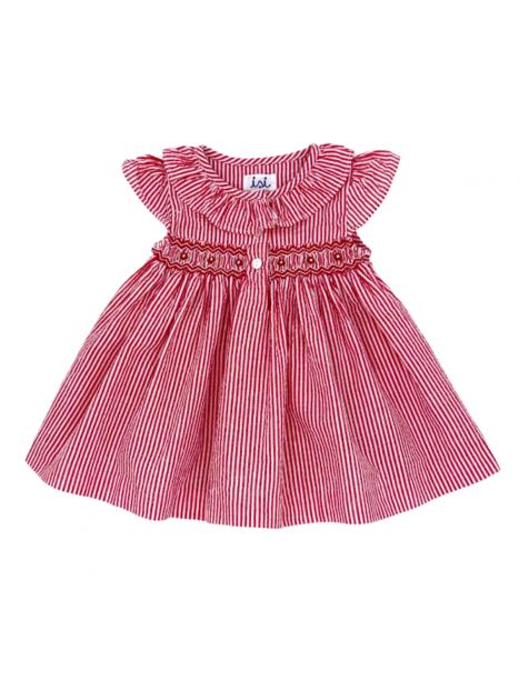 seersucker stripes dress with smock and buttons