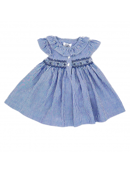 seersucker stripes dress with smock and buttons