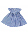 seersucker stripes dress with smock and buttons