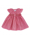 seersucker stripes dress with smock and buttons
