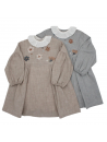 flannel dress with wool hand embroidered flowers on yoke – 2 colors