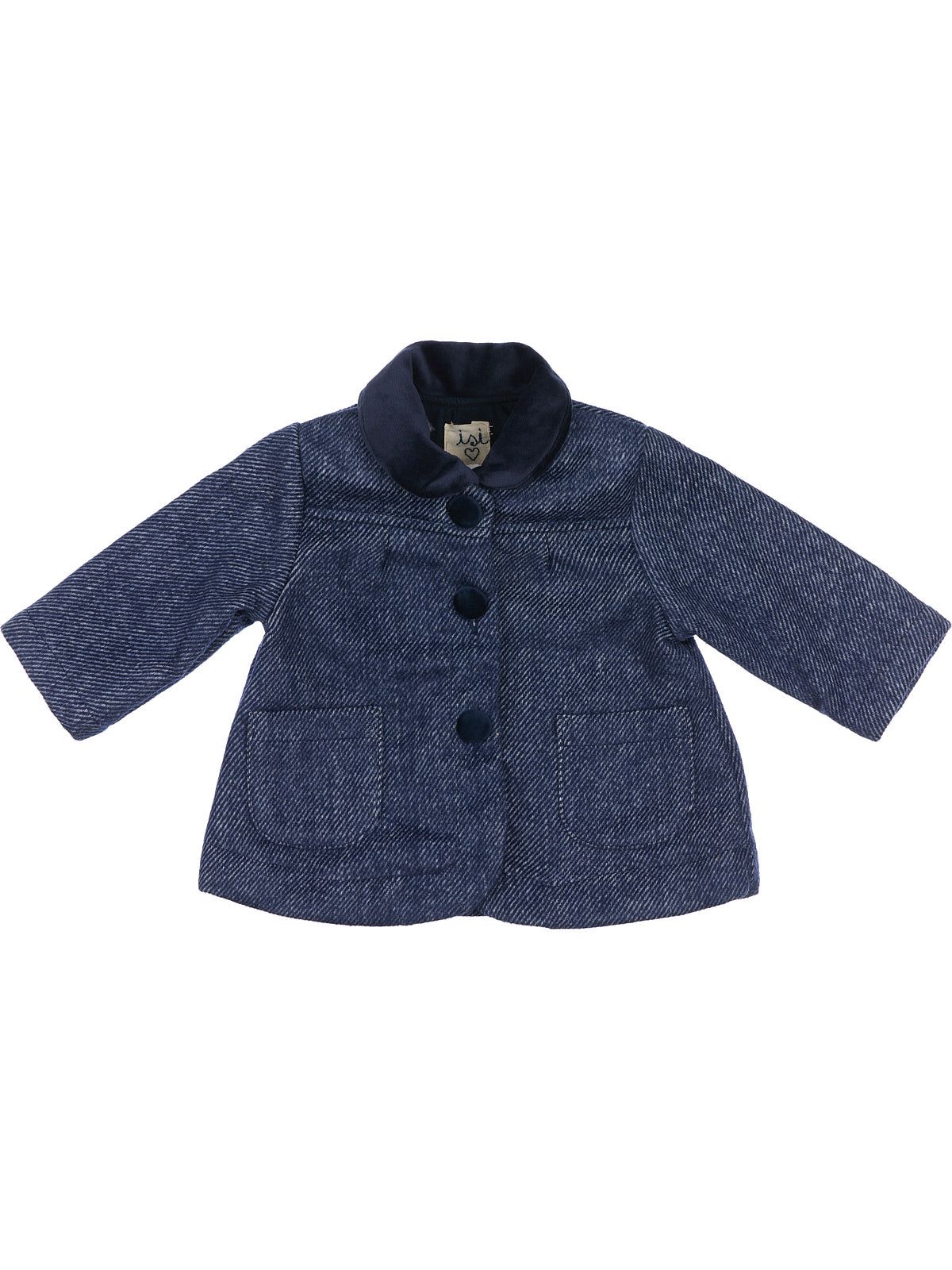 cappotto in lana con rifiniture in velluto