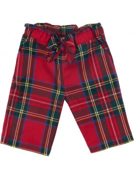 pantaloni in tartan con fiocco