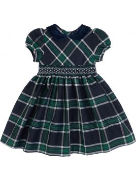 vestito in tartan con smock