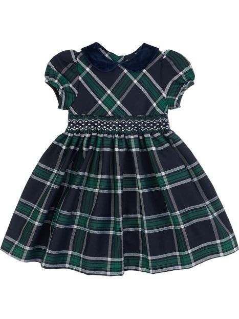 vestito in tartan con smock