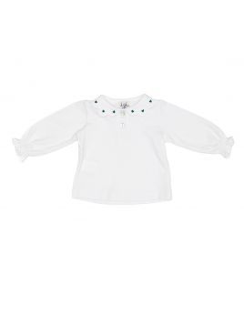 polo in jersey con ricamo cuori sul colletto