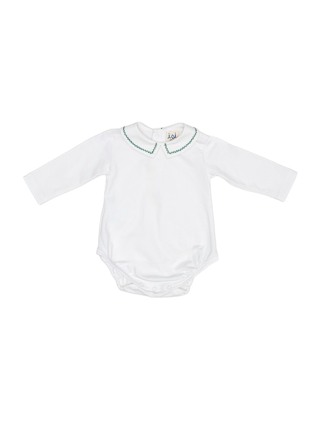 body in jersey con ricamo punto spiga sul collo
