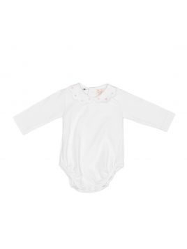 body in jersey con cappe e ricamo cuori sul colletto