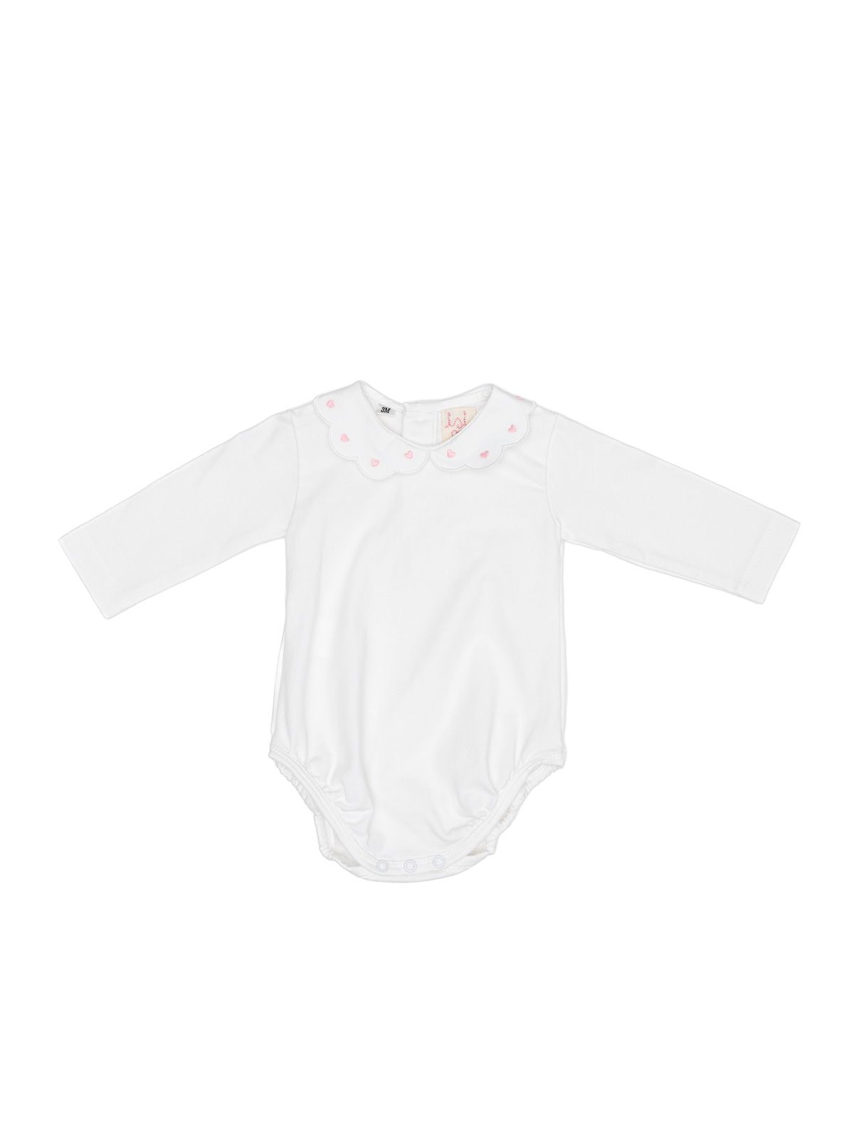 body in jersey con cappe e ricamo cuori sul colletto