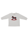 T-shirt in jersey con patch cavallo a dondolo in tartan