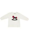 T-shirt in jersey con patch cavallo a dondolo in tartan