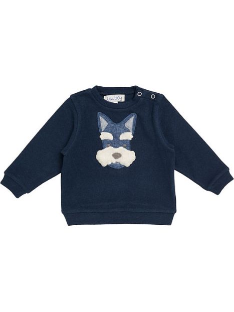felpa bimbo con patch cane in maglia tagliata 