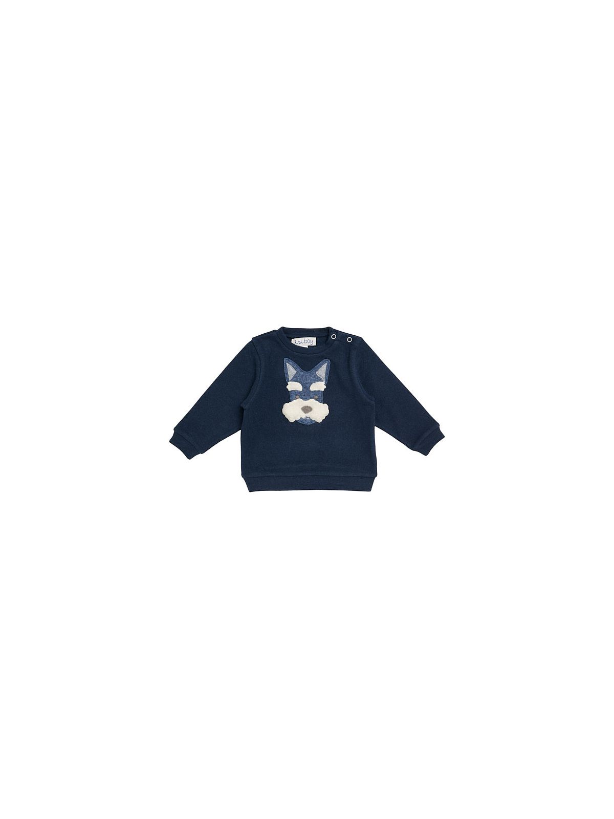 knitted fabric boy sweater with dog patch