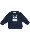 felpa bimbo con patch cane in maglia tagliata 