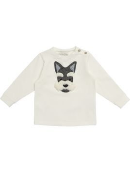 T-shirt bimbo con patch cane in jersey