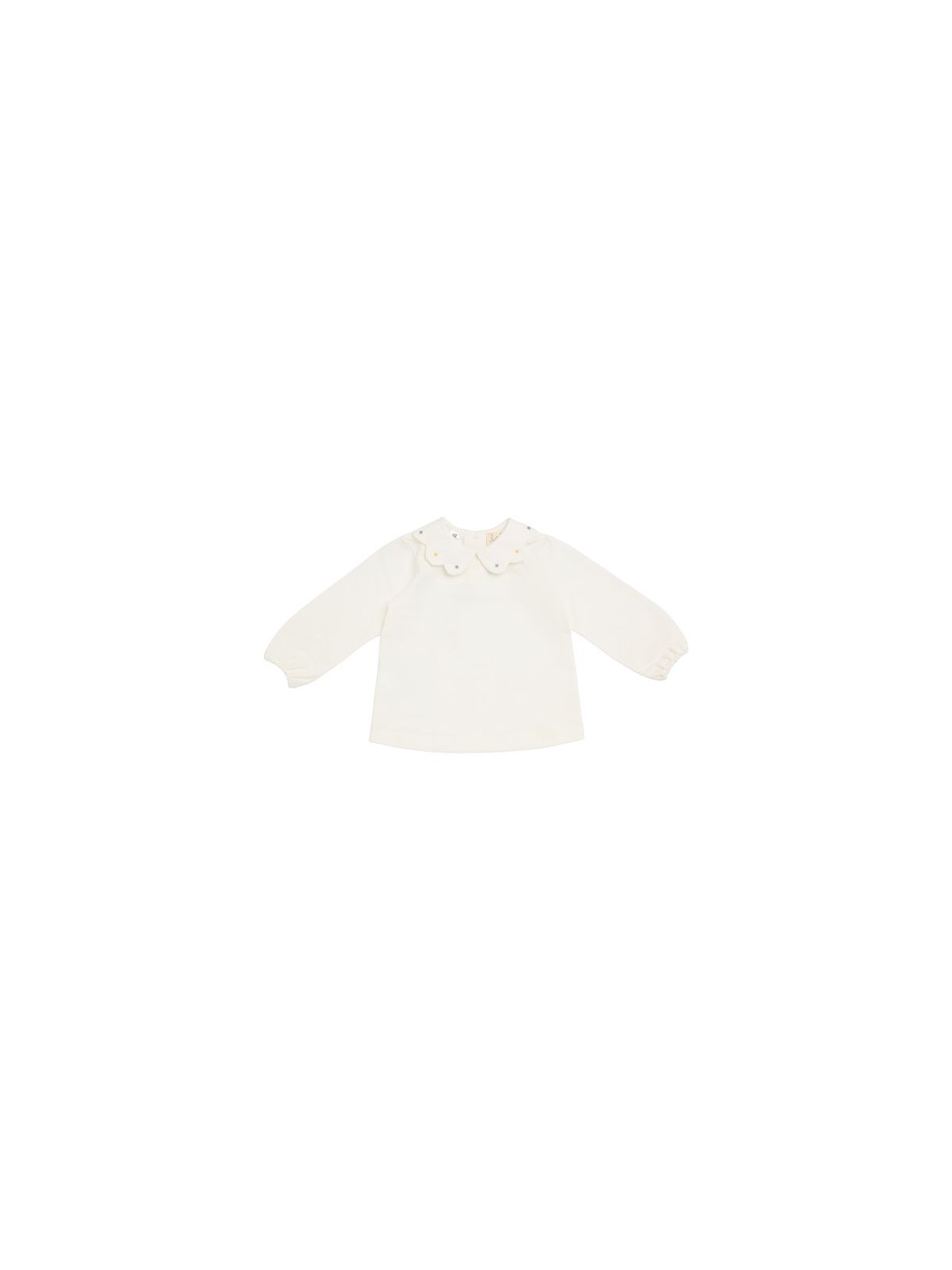 T-shirt in jersey con colletto ricamato con pallini