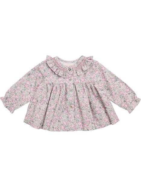 camicia in twill stampato moda  con smock