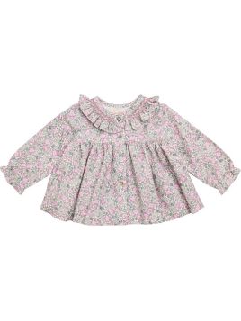 camicia in twill stampato moda  con smock