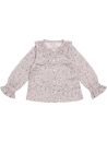 camicia in twill stampato moda con ruche