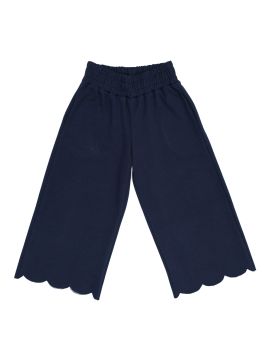 Milano knit fabric wide-leg trousers with scallops